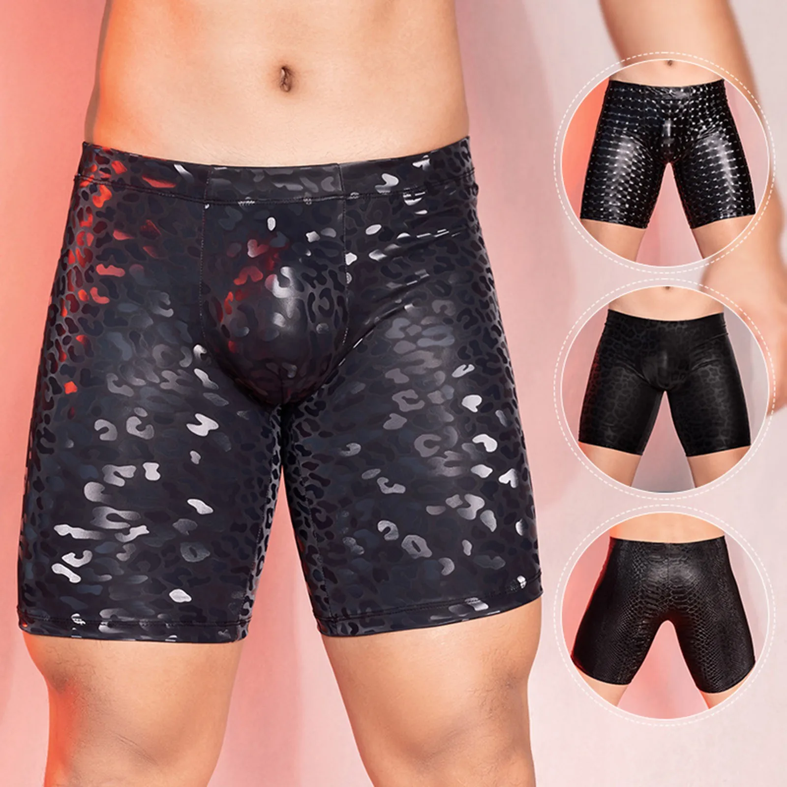 

Mens Sexy Lingerie Mens Pants Leather Double Open Cut Underwear Color Matching Mesh Low Waisted Underwear Foam House Slipper