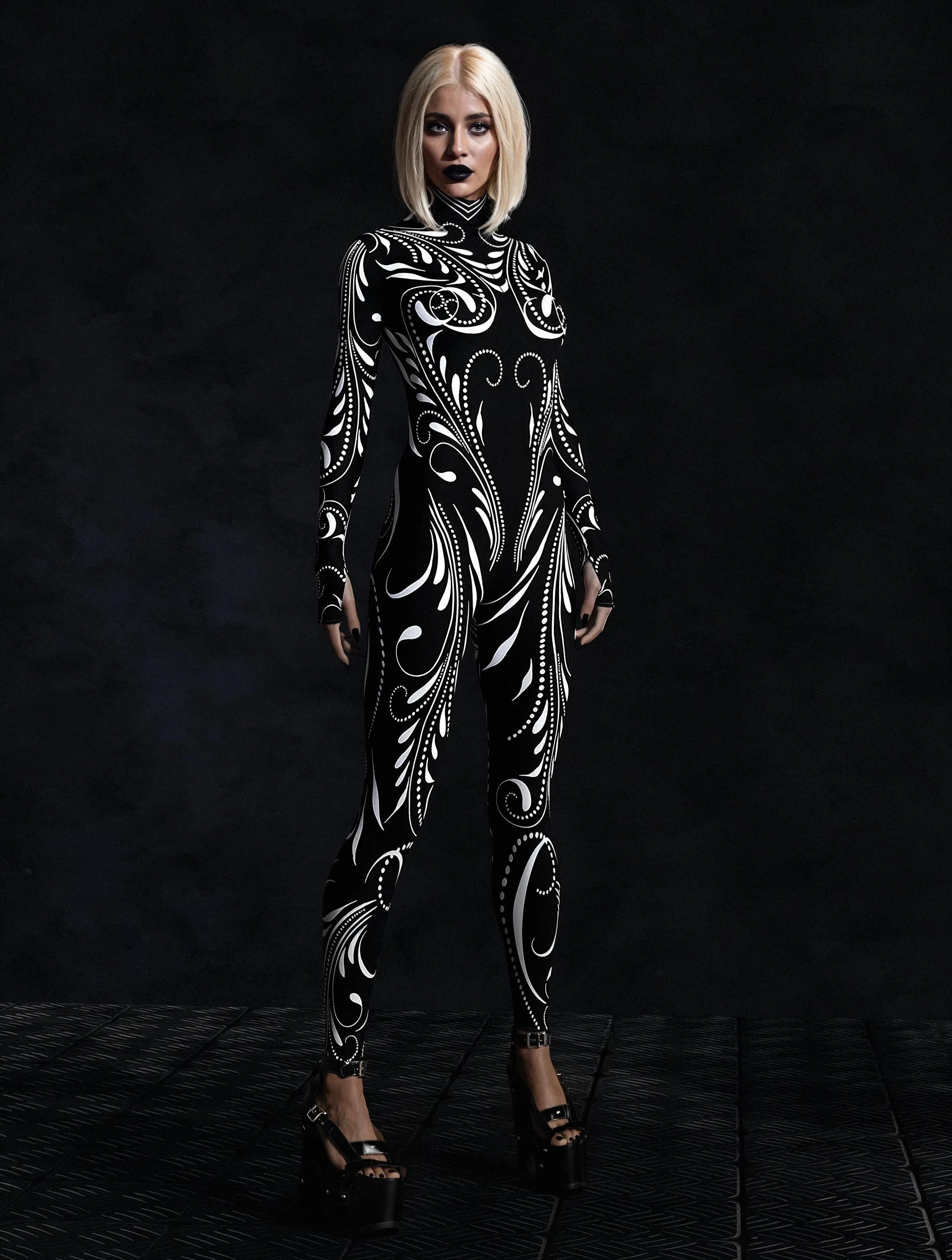 Рисунок 4 - Женский комбинезон со скелетом и разноцветным принтом