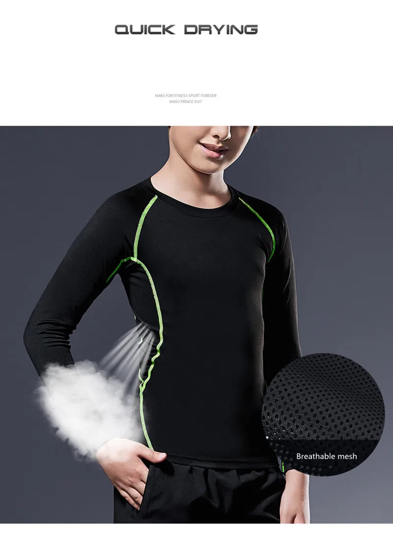 Children's Fitness Tracksuits Warm Pants Tops Sports Clothes Underwear Tight for Boys Compression Running Basketball Sportswear - view 4