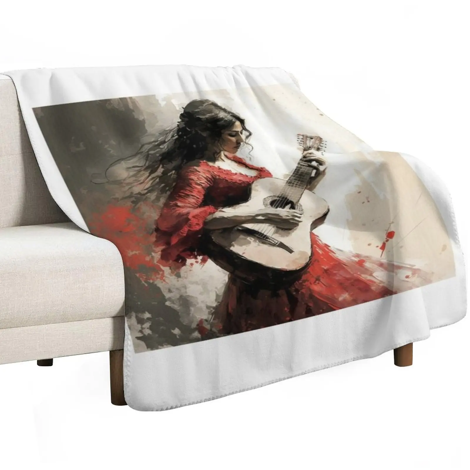 Flamenco Dance Girl Gitana Modern Flamenco Girl Flamenco Passion Throw Blanket Designers Travel Polar Luxury St Blankets
