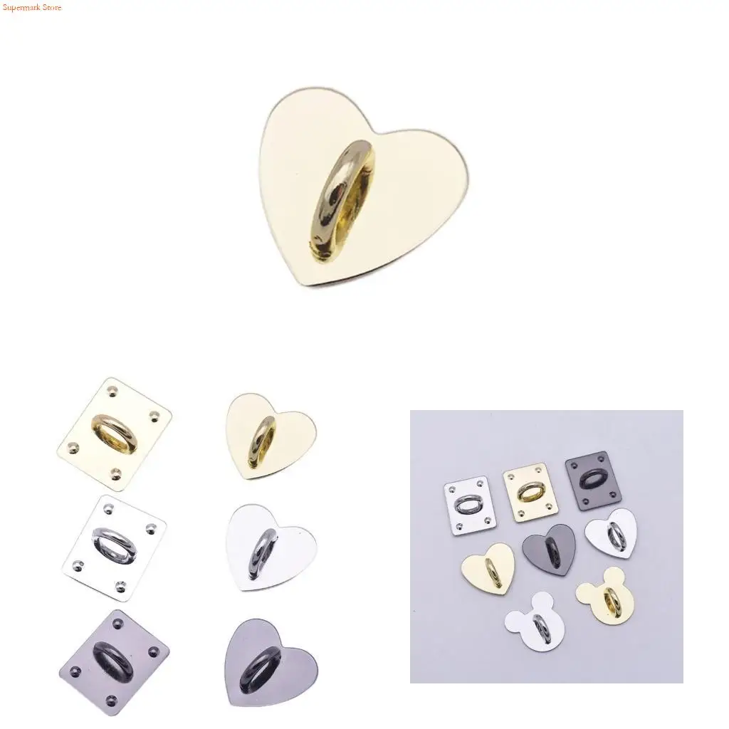 Q5WE Diy Metal Flatback Heart Sticking Hooks Accessories for Jewelry Making Gold Silver Phone for Case Charms Connecting Clas