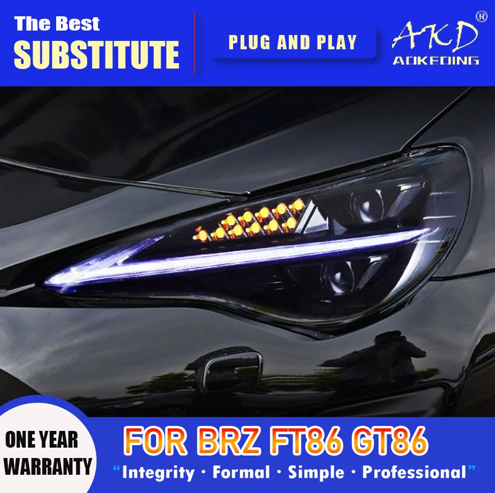 

AKD Head Lamp for Subaru BRZ LED Headlight 2012-2021 Headlights FT86 GT86 DRL Turn Signal High Beam Angel Eye Projector Lens