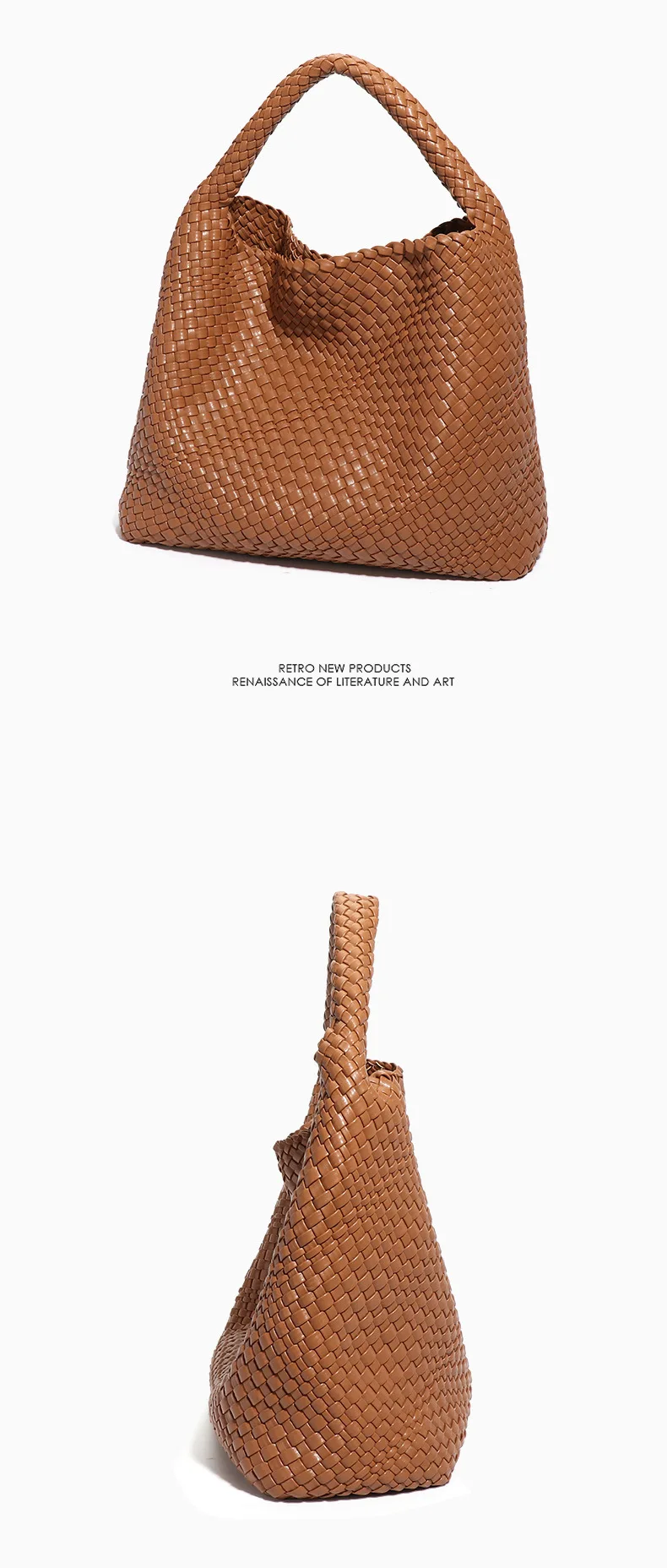 Chic Large Capacity Weave Tote Bag Soft Leather Intrecciato Handbag Shoulder Bags for Women's Fashion Work Travel Daily Outings