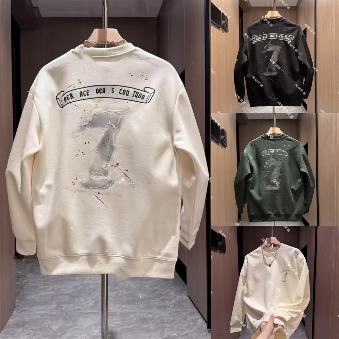 

Свитшот свободного кроя с круглым вырезом и принтом в виде брызг чернил, модный брендовый осенне-зимний топ, молодежная повседневная одежда