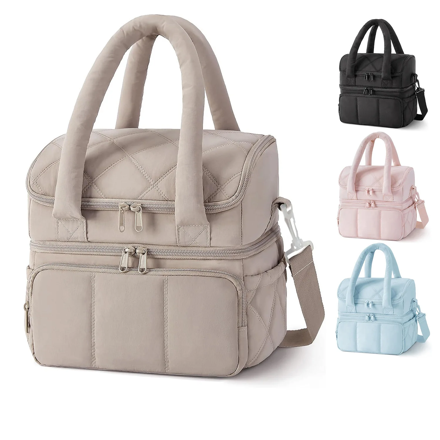 

Двухслойная изолированная сумка для обеда, стеганая женская сумка для обеда, дорожная сумка-бенто, высококачественные утолщенные теплые сумки