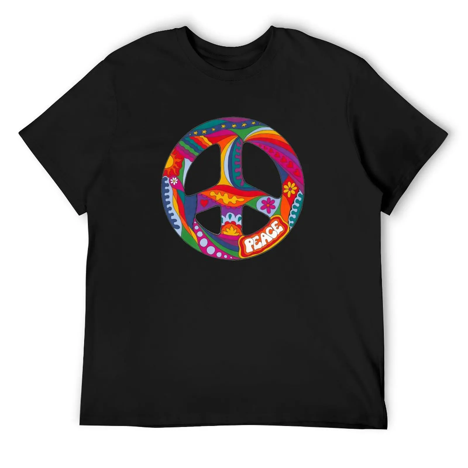 

Psychedelic Peace Symbol T-Shirt heavyweights vintage anime shirt graphic tee shirt men clothes