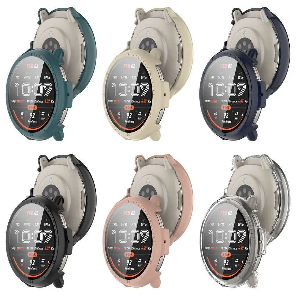 PC+Tempered Protective Case Anti-Scratch Full Coverage Screen Cover Bumper Protector Shell for Amazfit Active 2