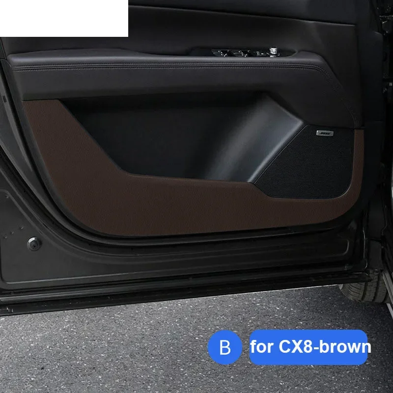

Suede Leather Carbon Fiber Sticker Door Anti Kick Cover Door Sill Protection Mat For Mazda CX8 CX5 CX4 2018-2023