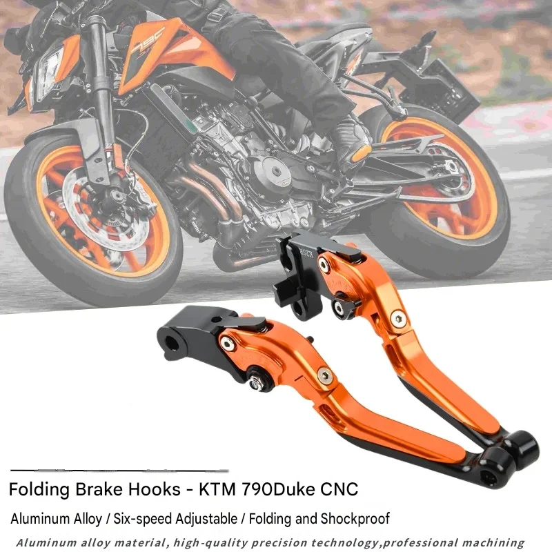 For KTM 790DUKE Folding Brake Clutch Horn Lever, CNC Aluminum 2-Finger Labor-saving Anti-fall Handlebar Mod Parts