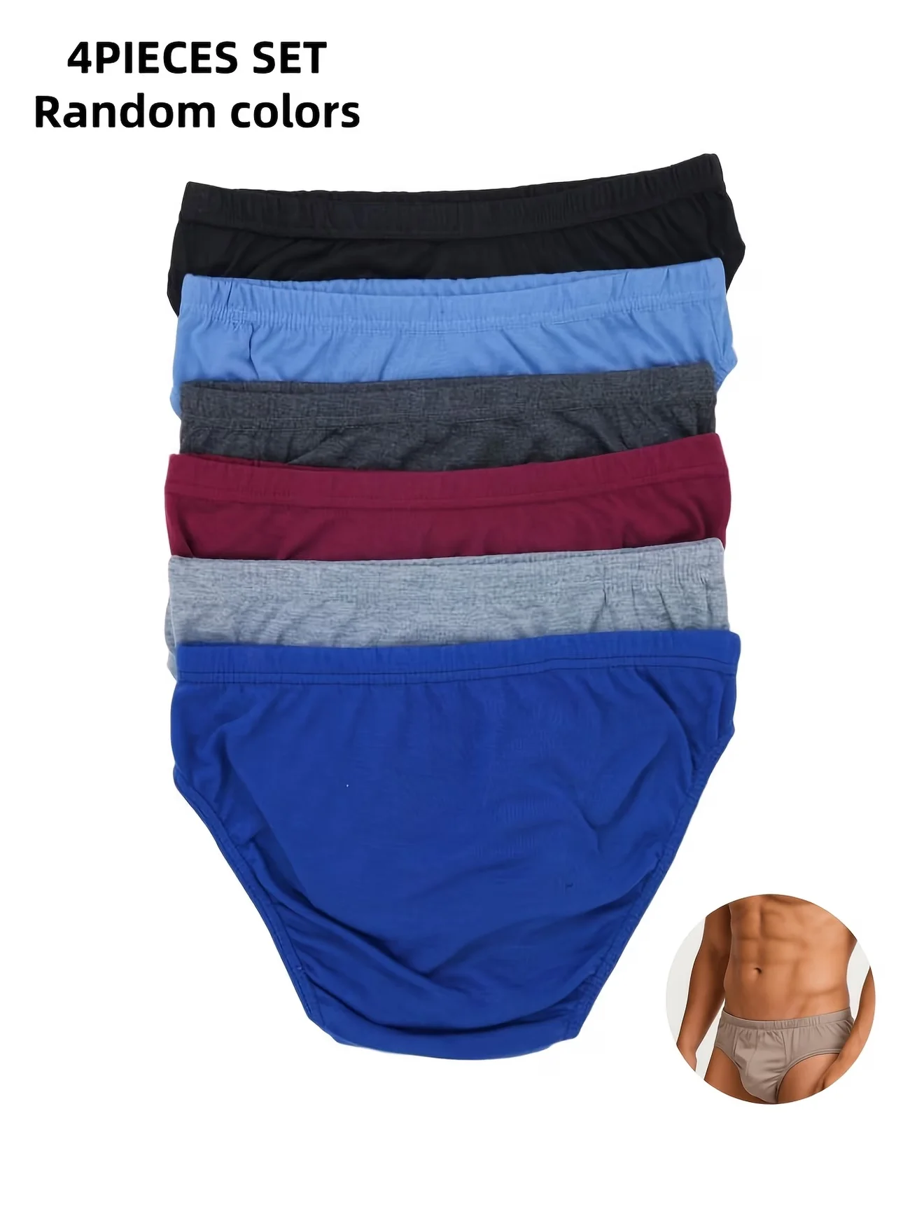 Random 4pcs Pure Cotton Mens Briefs Solid Color Men Underwear Plus Size S-XXL Men's Breathable Panties Sexy Elastic Men Briefs