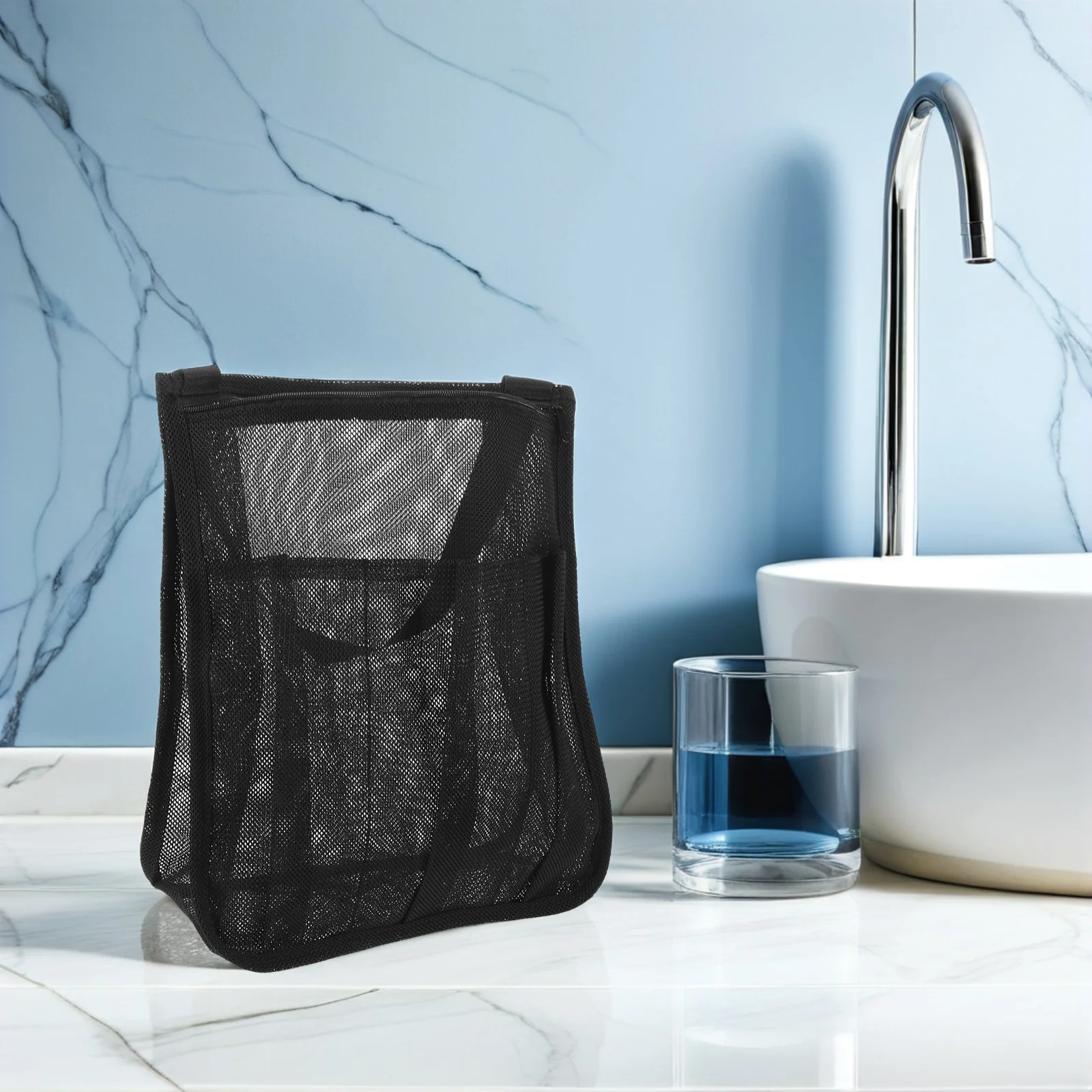 Mesh Shower Caddy Bag Quick Dry Portable Organizer For Gym Beach Travel Dorm Room Use With Compartments Hanging Hook Storage