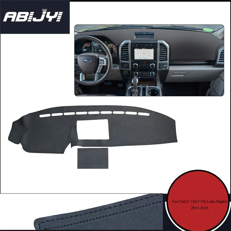 

Leather Car Dashboard Cover Dash Mat For Ford F-150 F150 Lobo Raptor 2011-2016 Interior Protector Accessories