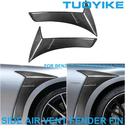 Real Carbon Fiber Side Air Vent Fender Fin Splitter Trim For Mercedes BENZ S-Class W222 S400 S500 S550 S600 S63 S65 AMG 2014-19