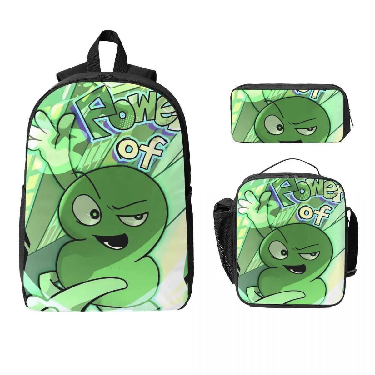 

BFDI Backpack Student Boys Girls BookBag School Bag Laptop Shoulder Bags 3ps Insulated Lunch Bag Pencil Case
