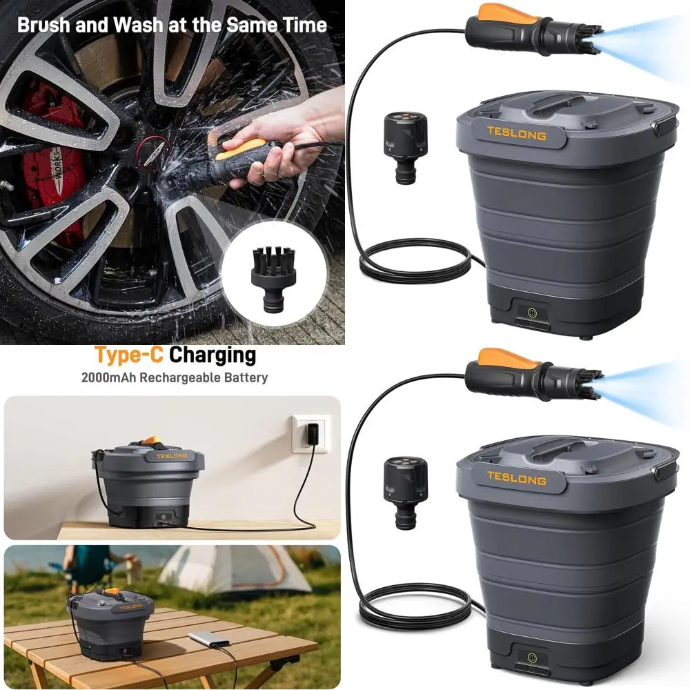 

Портативная электрическая мойка высокого давления 12 л с насадкой 4-в-1, зарядкой Type-C, баком 10 л, идеально подходит для кемпинга, садоводства и ухода за животными