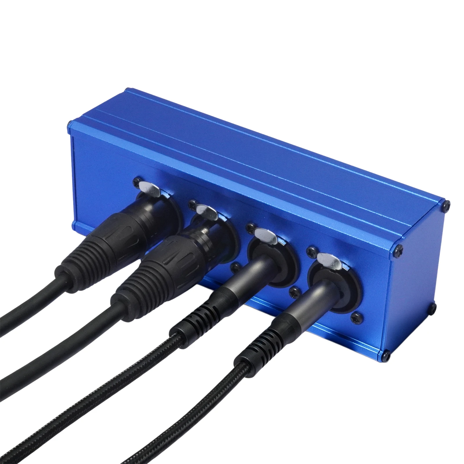 1/4 Female XLR Jack 4 in 1 Audio Combiner Passive Balanced Signal Blue Anodized Aluminum