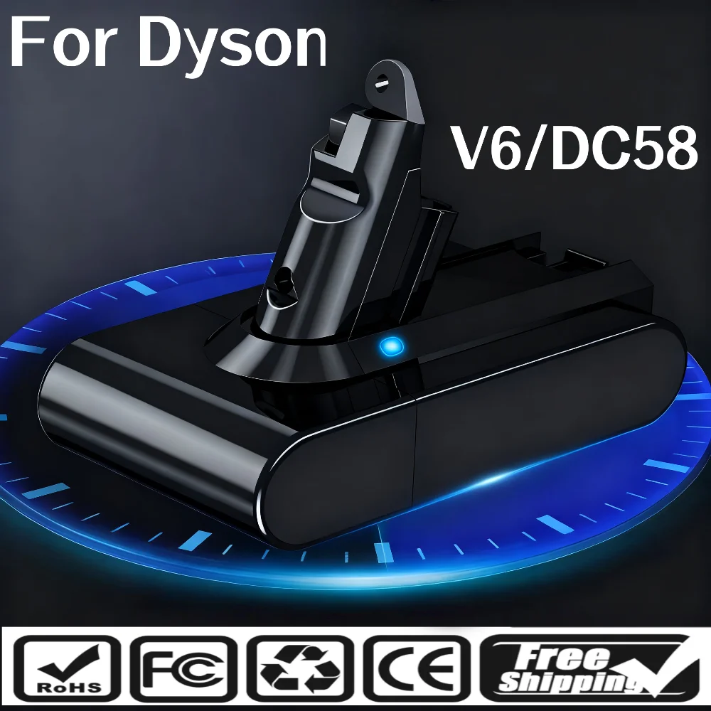 

6000mAh/8000mAh 21.6V Rechargeable Li-ion Battery for Dyson V6 DC58 DC59 DC62 SV03 SV09 650 770 880 Vacuum Cleaner.