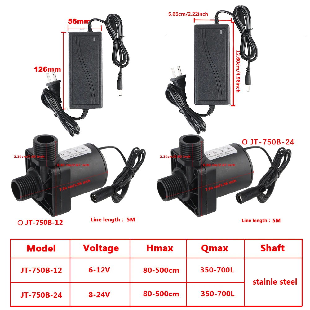 Silent 4 Points Threaded Water Heater Shower Floor Heating Booster Pump Brushless Solar Motor Water Pump DC 12V 24V IP68 US Plug image 6