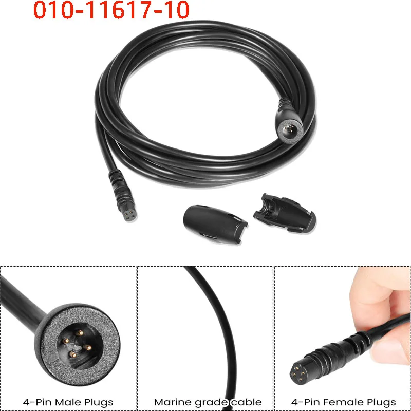 For Garmin Transducer Extension Cable 010-11617-10 for Echo Series 10ft 4-Pin