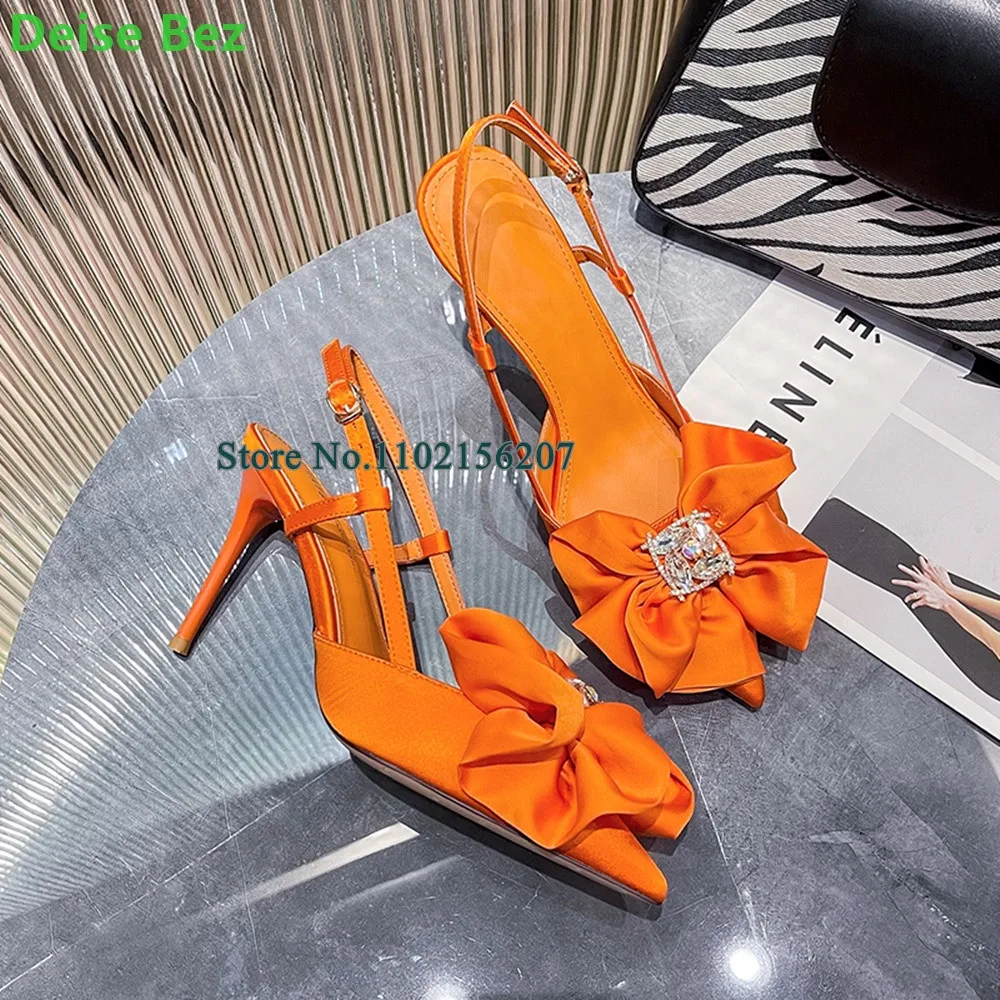 

Butterfly Crystal Slingback Back Strap Pumps For Female Women Pointed Toe Thin High Heel Sexy Sweet Shallow Fashion Party Shoes