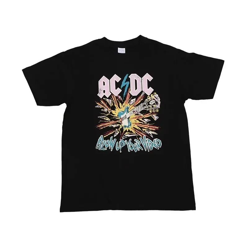 80s Classic AC Print T-shirt DC Men Women Cotton Hip Hop Oversized 2024 Tshirt Short Sleeve T Shirt Vintage Top Tees Streetwear