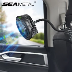 SEAMETAL Car Electric Fan Strong Wind 3-Speed Cooling Fan for Rear Seat Passenger Portable 360 Degree Rotatable Car Air Fan