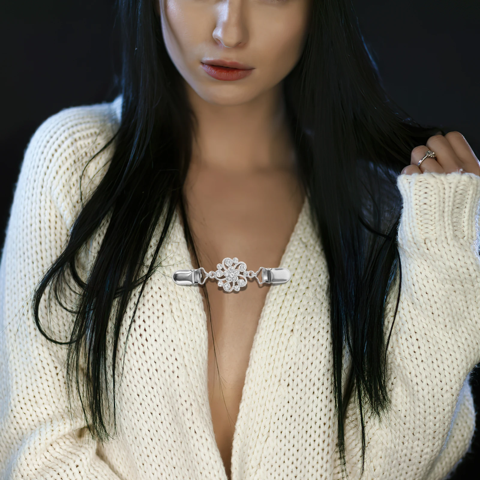 

5 Pcs Retro Cardigan Collar Scarf Brooch Clothing Shawl Clips Modeling Cinch Alloy for Women