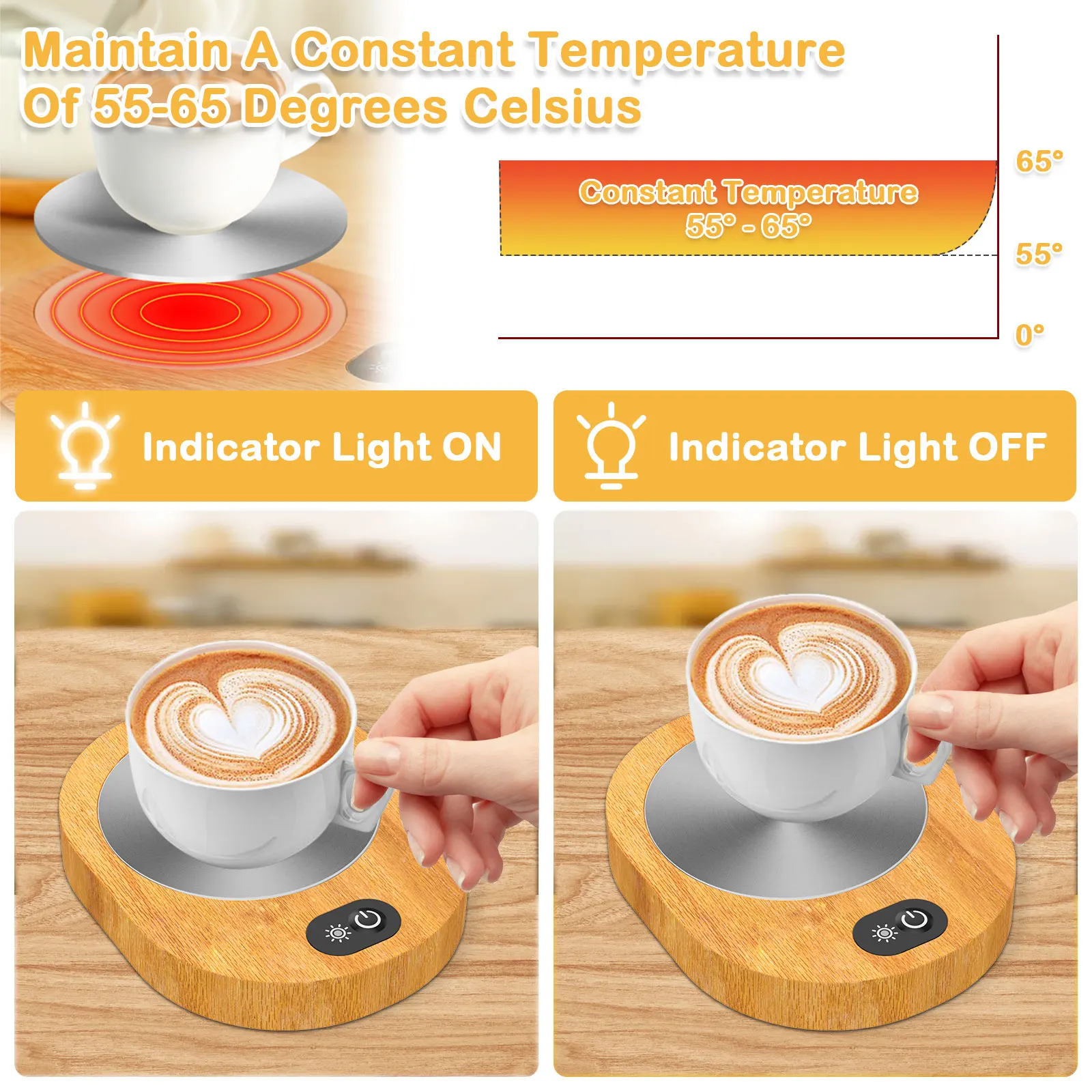 Electric Coffee Cup Warmer Pad Portable USB Mug Warmer Gravity Sense Switch 55-65℃ Constant Temperature Coffee Cup Heater Plate