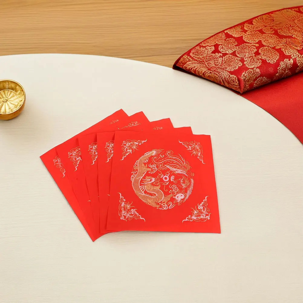 

20Pcs Red Calligraphy Paper Blank Fu Character Sheets for Chinese New Year Spring Festival Couplets Decoration