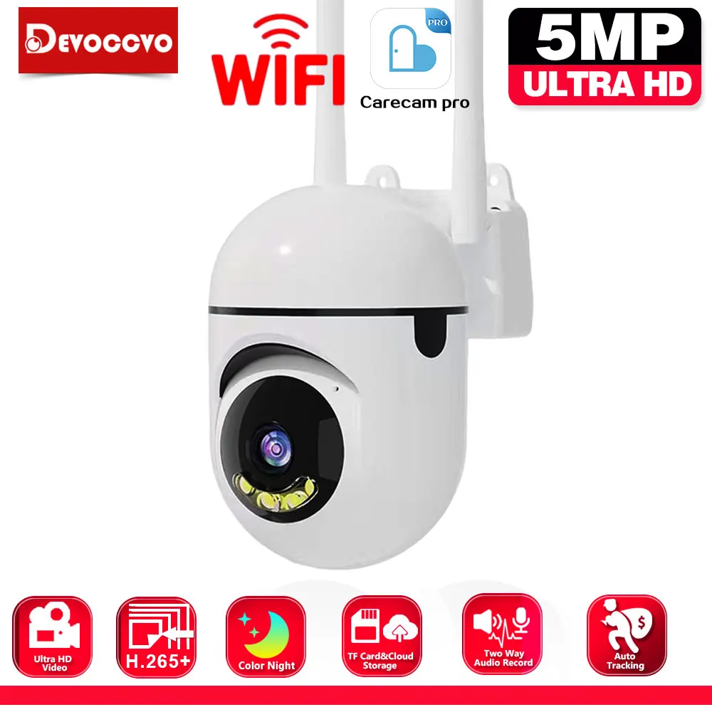 

Мини-5MP Беспроводная PTZ-камера Wi-Fi Внутреннее наблюдение с цветным ночным видением Автоматическое отслеживание для домашней безопасности Радионяня Cam