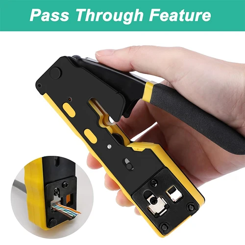 Imagen 2 del producto Kit de herramientas de engarzado RJ45, herramienta de engarzado Cat6 para conector Cat5 Cat5e Cat6 8P8C, engarzadora Ethernet todo en uno