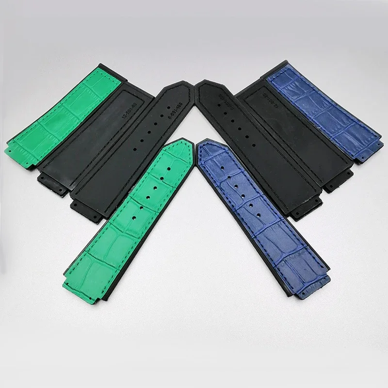 Luxury brand 25mm*19mm Leather Rubber silicone Watchband butterfly Buckle for Hublot strap for Big Bang  classic fusion