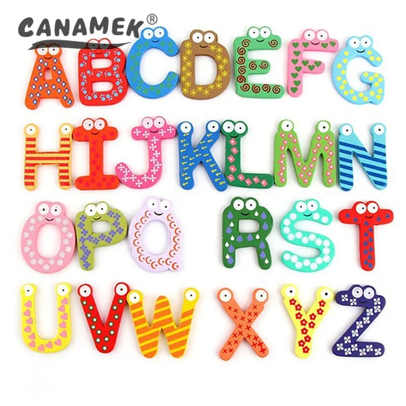 1Set Magnetic Learning Alphabet Letters Fridge Magnets Refrigerator Stickers Wooden Educational Kids Toys for Children