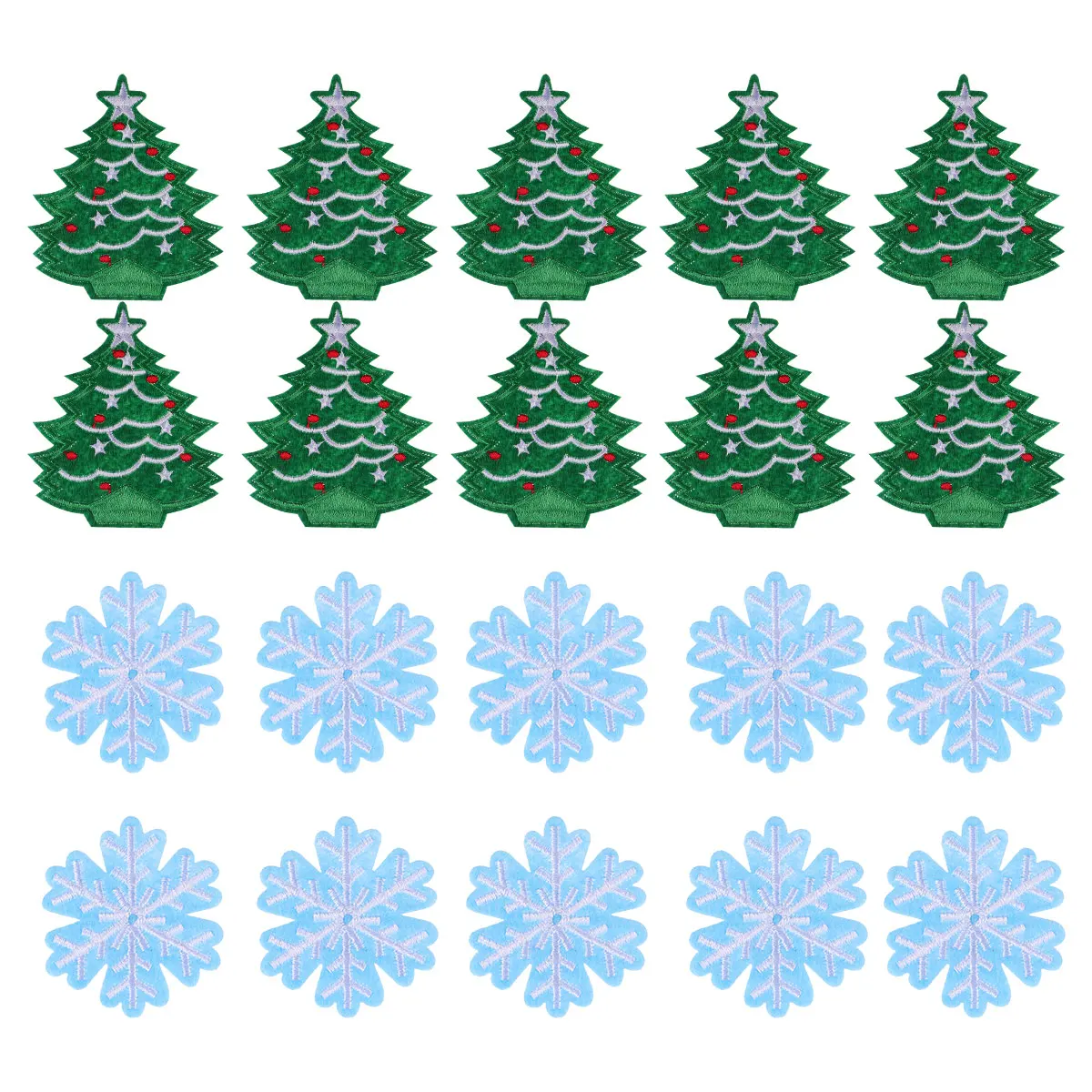 

Christmas Embroidered Patches Appliques Snowflake Tree Patterns DIY Garment Accessories Durable Material Wide Applications