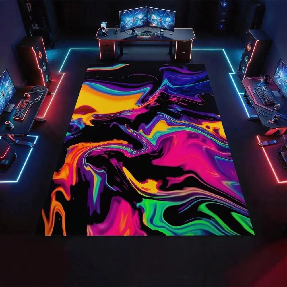 Abstract Fluid Art Door Mat - Colorful Liquid Wave Floor Rug, Psychedelic Modern Decor, Non-Slip Entrance Carpet, Multiple Sizes
