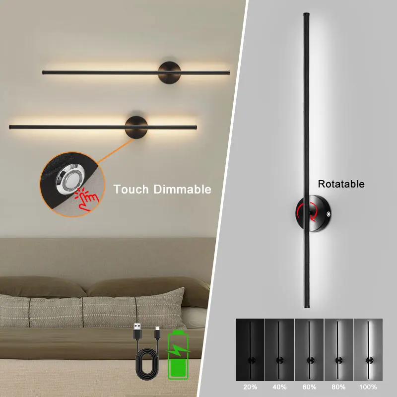 

Battery Operated LED Wall Lights with Remote Control Wireless Rechargeable 3CCT Wall Lamps Touch Switch Dimmable LED Wall Sconce