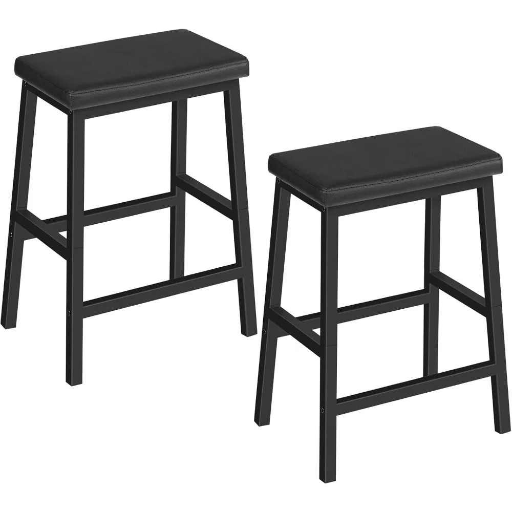 

Bar Stools, 24" Set of 2 Bar Chairs, PU Leather Upholstered Breakfast Stools, Easy Assembly, Suitable for Kitchen, Bar, D