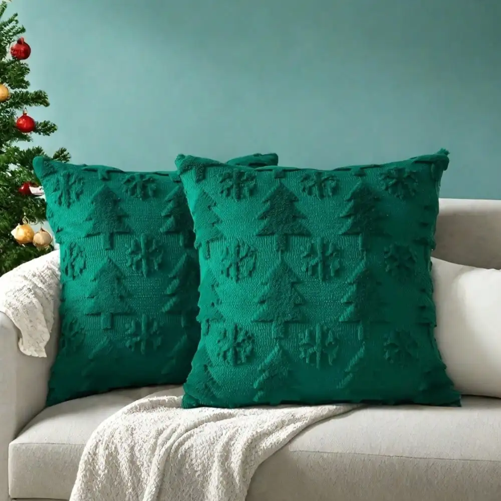 2-pack 18x18 jacquard sneeuwvlok kerstboom kussenslopen