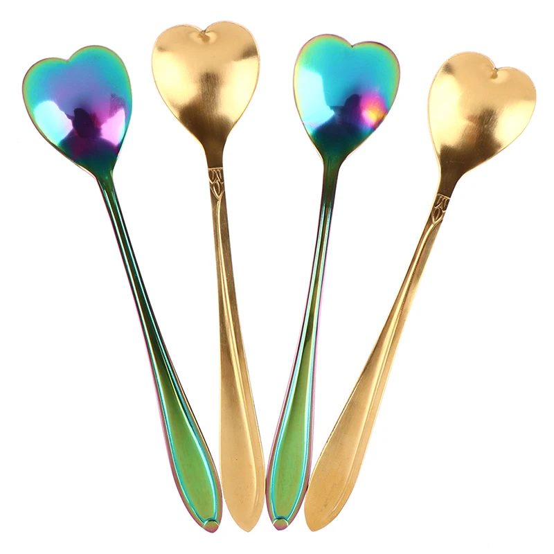 Heart Shape Coffee Spoon Dessert Sugar Stirring Spoons Teaspoon Dinnerware Stainless Steel Kitchen Supplies New