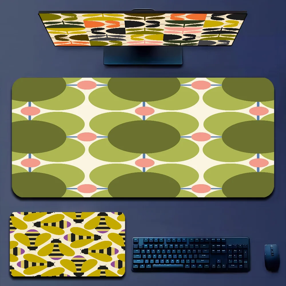 Orla Kiely Leaf Flower 80x30cm XL Lockedge Desktop Desk Mat Kawaii Gaming Accessories Students Writing Pad