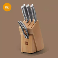 HuoHou German-Style 6-Piece Chef Knife Block Set - Forged Molybdenum Vanadium Steel, Razor Sharp Edges, Ergonomic Anti-Slip Hand