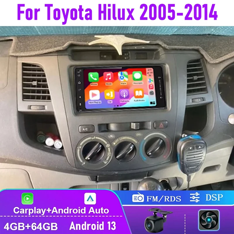 

7" 4+64GB For Toyota Hilux 2005-2014 Car Radio Stereo Wireless Carplay Android Auto Head Unit WIFI Steering Wheel Control