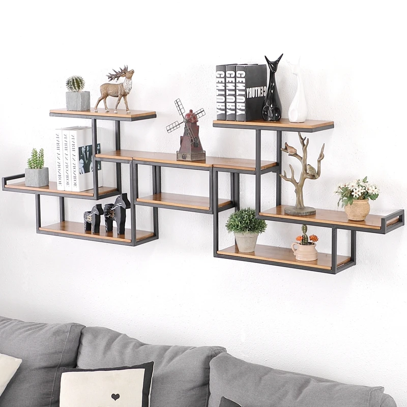 

Wall bookshelf shelf wall hanging wine cabinet creative multi-layer baffle decoration living room sand background wall display