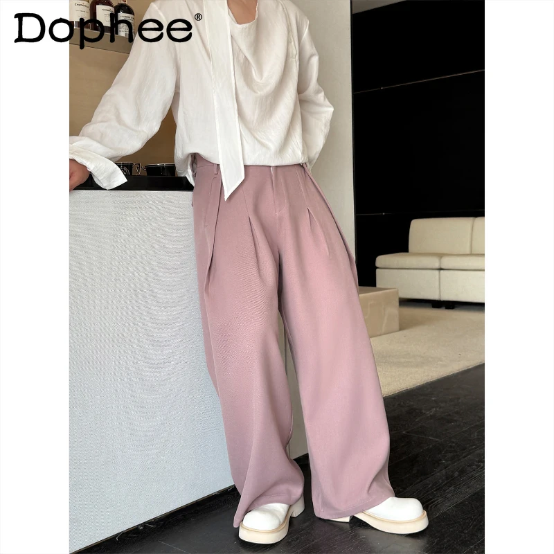

Fashion Pocket Decoration Trousers Design Light Luxury Men's Long Pants 2026 New Loose Comfort Solid Color Simple Wide-Leg Pants