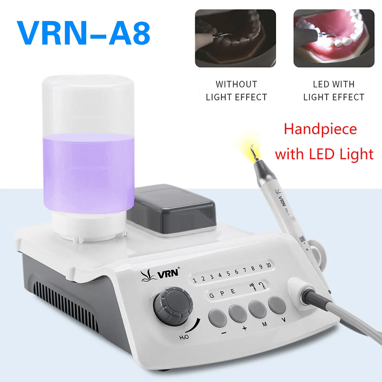 Détartreur ultrasonique dentaire de contrôle sans fil avec des poignées de LED Handpiece détachable VRN-A8 des embouts pour l'EMS