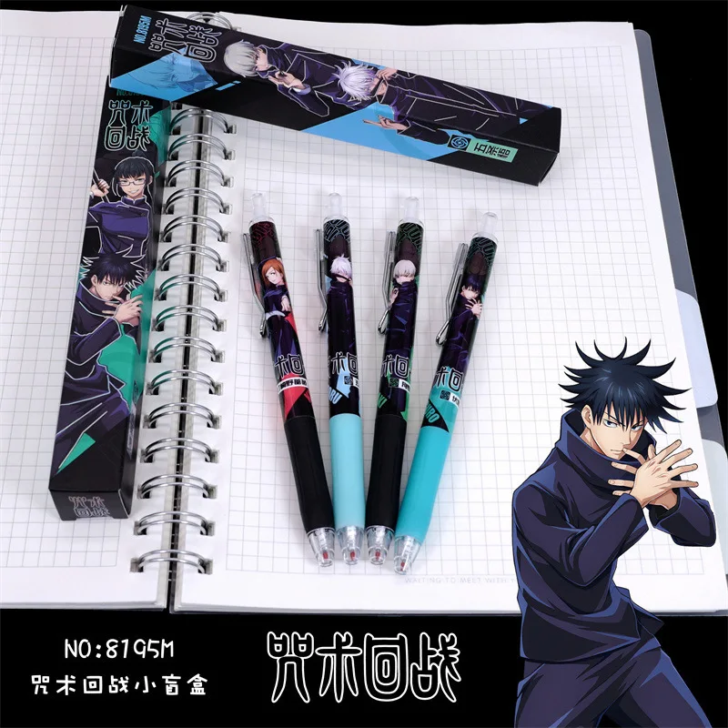 24Pcs Set Random Surprise Jujutsu Kaisen Anime Figures Satoru Gojo Yuji Megumi Toge Nobara Zenin Maki Press Gel Pen Student Gift