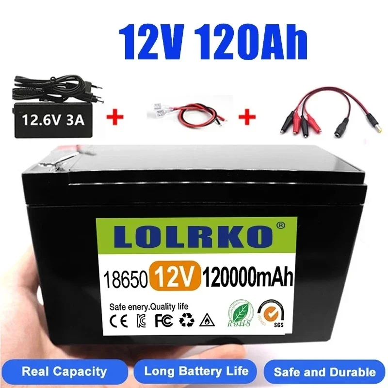 

Upgraded 12v 120A Li Ion 18650 Battery Electric Vehicle Lithium Battery Pack 9V- 12V 40Ah 120Ah Built-in BMS 30A High Current