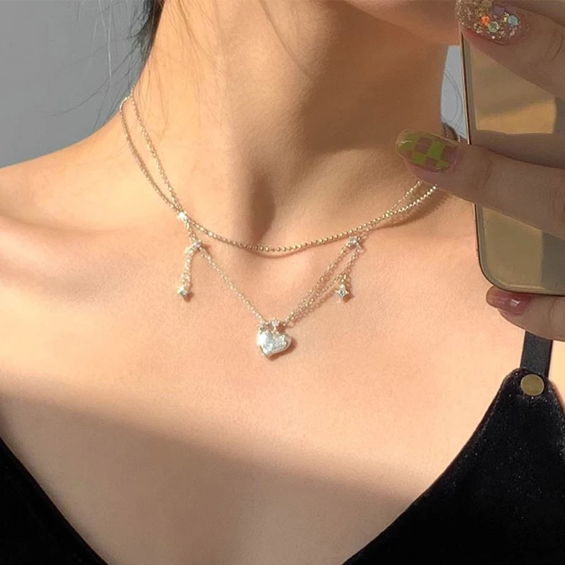 

New 925 Sterling Silver Star Necklace Simple Charm Personalized Cross Pendant Choker Birthday Gift Women's Exquisite Jewelry