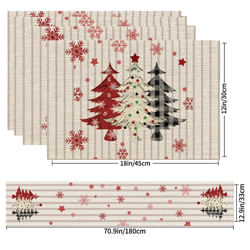 4 قطعة سانتا كلوز TablePad + 1 قطعة عيد الميلاد الجدول عداء الكتان تحديد الموقع مربع مطعم ديكور للمنزل نافيداد السنة الجديدة 2026 ديكور #3
