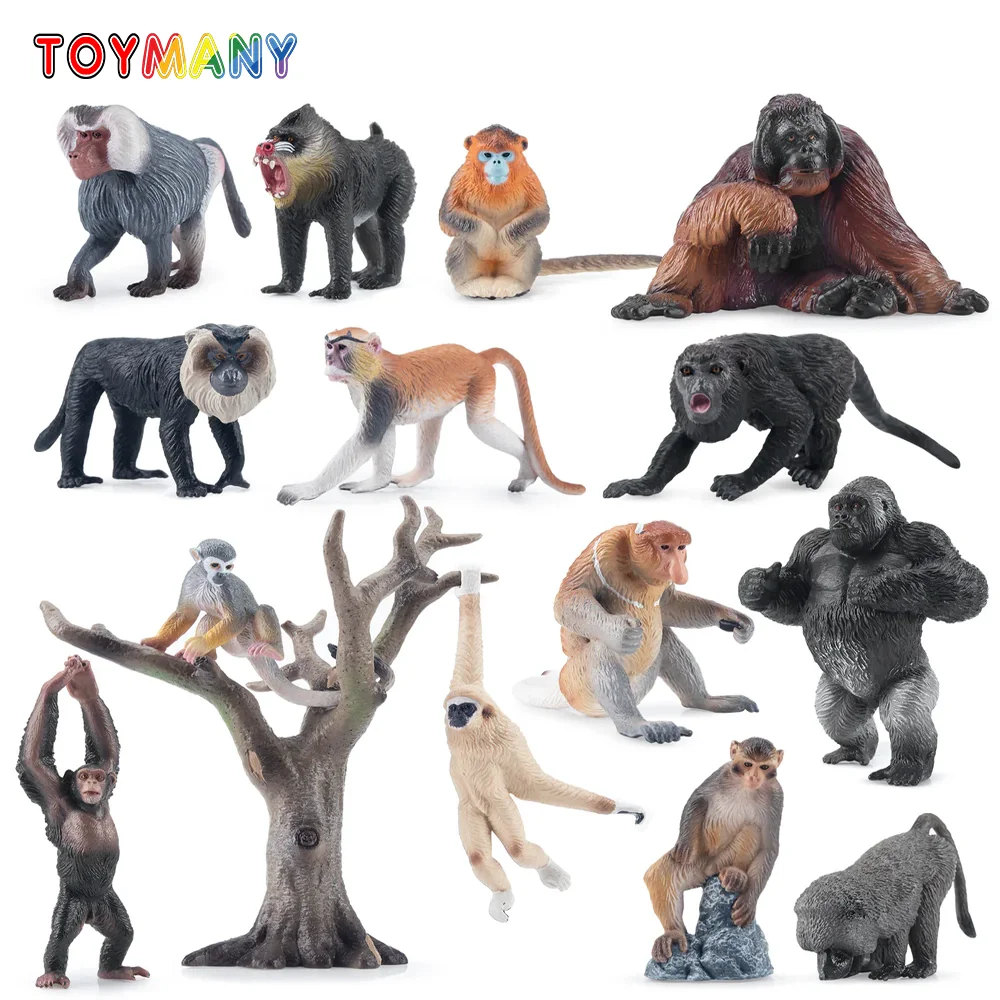 

Toymany Simulation Monkeys & Apes Primate Animal Model Toy Mini Figures Dolls Action Figurines Toys Children Gift Cake Decor
